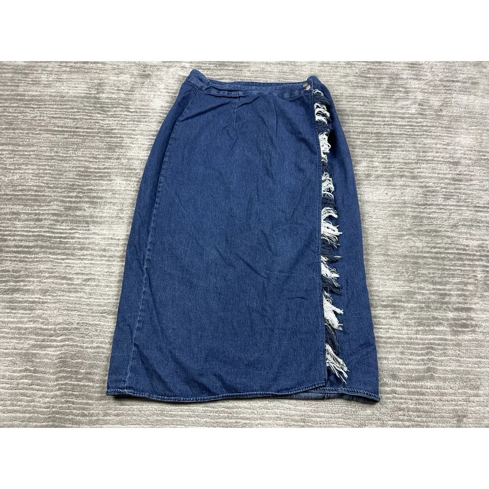 Vintage City Girl Sport Skirt Womens 14 Blue Denim Dark Wash Long USA‎